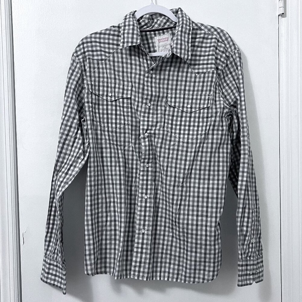Levi's Western Pearl Snap Men's Medium Grey